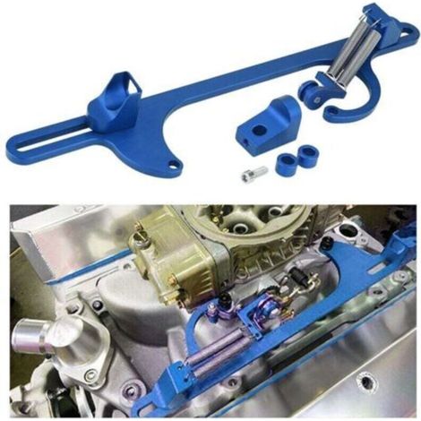 Gaszug-Vergaserhalterung aus Billet-Aluminium für Holley 4150 und 4160 Vergaser, blau (1/5)