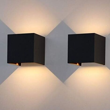 12W Indoor/Outdoor Wall Light with Adjustable Beam Angle LED Wall Lights 3000K Warm White, Waterproof Black (1/4)