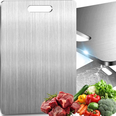 Tagliere in acciaio inox 34x23 cm per carne, verdura e frutta, senza BPA (1/5)