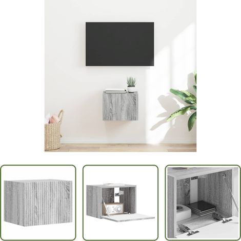 vidaXL Meuble tv mural bois d'ingénierie - Meuble TV mural Gris Sonoma 60 x 31 x 29.5 cm Bois d'ingénierie (1/5)
