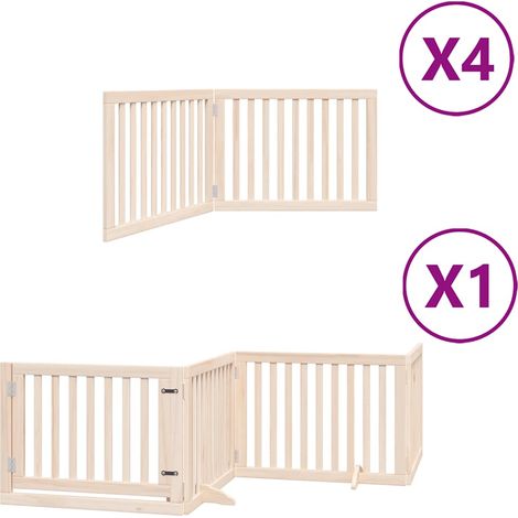Barrière pour chien porte pliable 12 panneaux bois de peuplier