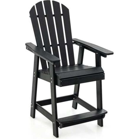 Pour jardin et bistrot assise ergonomique confortable tabouret haut d'extérieur en HDPE noir charge 150 kg (1/5)