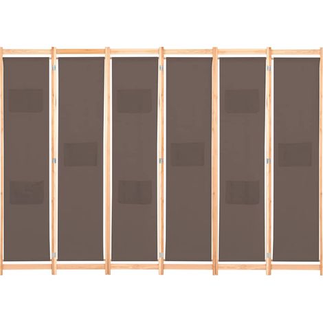 Paravent Cloison de séparation 6 panneaux, Pour Jardin, Balcon, Terrasse Marron 240 x 170 x 4 cm Tissu OIB8735E