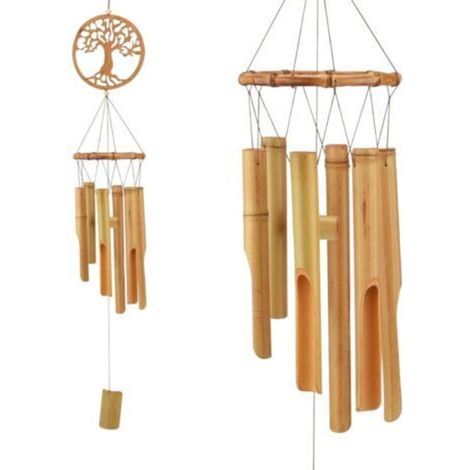 Carillons éoliens, carillons éoliens en bois décorés à la main personnalisés carillons éoliens musicaux pour jardin, extérieur, extérieur, cour, maison et intérieur (arbre de vie)