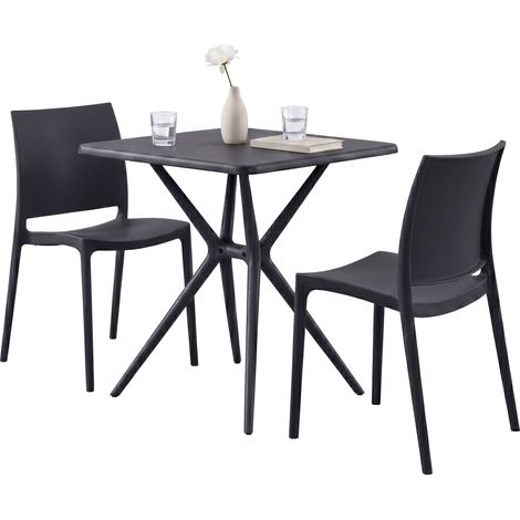 Set da giardino Amino con 2 sedie nero