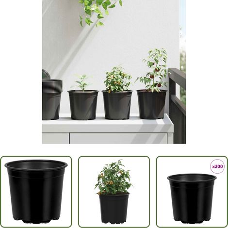 Pot en plastique -  Pot à fleurs 200 pcs Noir Ø 15 x 13 cm Plastique (1/5)