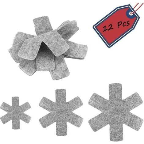 Protecteurs de Poêle - Premium - 12 Coussinets - 3 Tailles - Protection Contre Rayures - Accessoires de Cuisine-Ywey (1/5)
