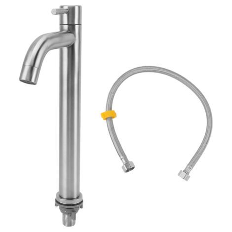 TONYSA Robinet de cuisine simple eau froide Robinet de salle de bain simple trou en acier inoxydable pour appartement ou maison Robinet haut courbé (1/5)