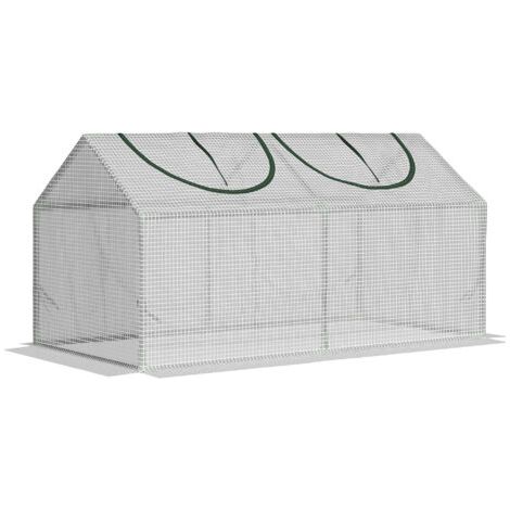 royaluxe -Serre Outsunny avec fenêtre. film de maille PE. serre en acier. serre pour balcon. jardin. serre à tomates 120 x 60 x 60 cm. serre pour légumes. fleurs. plantes. blanche (1/5)