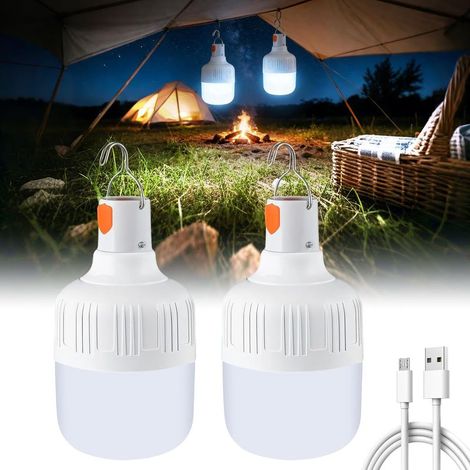 Set mit 2 LED-Campinglaternen, wiederaufladbare Campinglampen, 3 Modi, 500 Lumen, tragbare Outdoor-Leuchte für Zelt, Angeln, Wandern, Notfälle, Garage [Energieklasse A] (1/5)