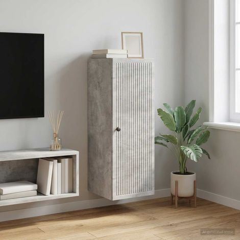 vidaXL Mobiletto a muro Grigio Cemento 33 x 34,5 x 90 cm (1/5)