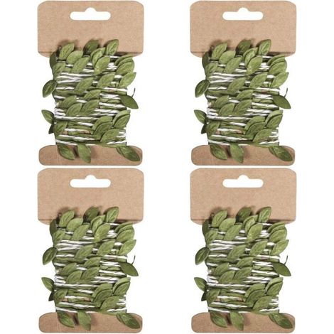4 guirlandes de feuilles vertes en papier 2 m