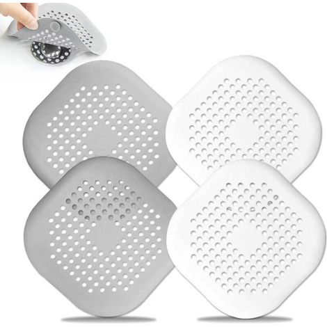 4 Pack Silicone Drain Protectors with Suction Cup Kitchen Sink Filter Stopper for Bathtub Bathroom 2 Grey+2 White