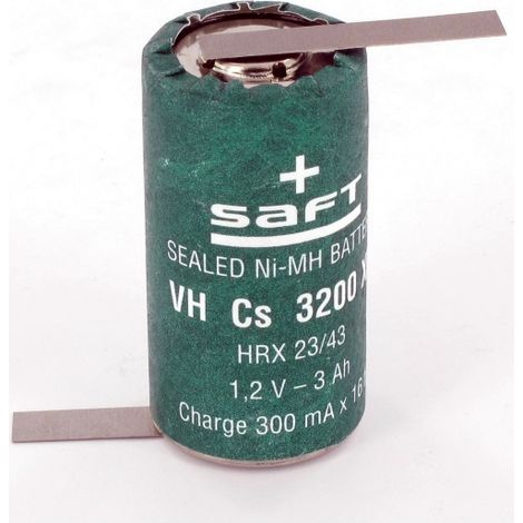 Elément Saft VH Cs 3200 XL 1.2V 3Ah NiMh + cosses à souder opposées