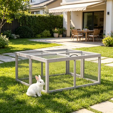 Clapier Lapin Extérieur Enclos Lapin Pliable en Bois Toit Ouvrant et Poignée pour Poule Canard (1/5)