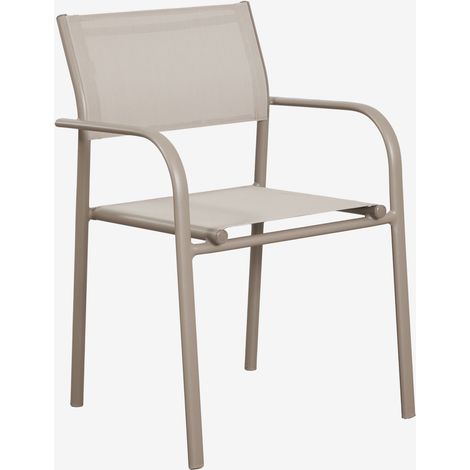 SKLUM Pack aus 2 stapelbaren Gartenstühlen mit Armlehnen aus Aluminium Olenia Moka Braun                                  