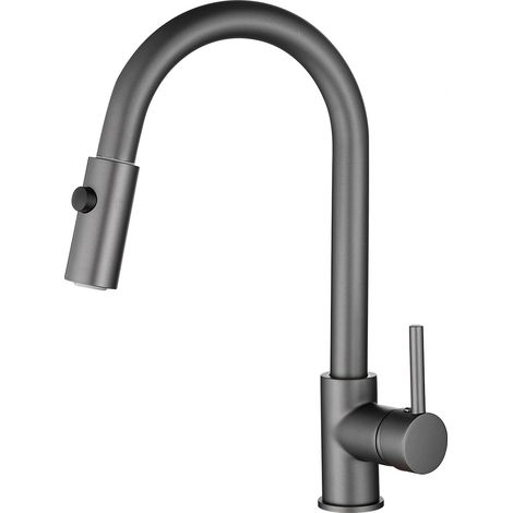 Robinet de cuisine basse pression extensible, anthracite, acier inoxydable (1/5)