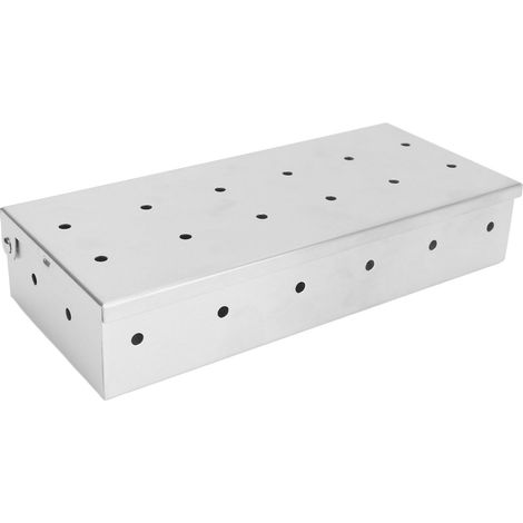Boîte à fumoir professionnelle rectangulaire en acier inoxydable pour barbecue et grillades, idéale pour ajouter une saveur fumée aux grillades. (1/5)