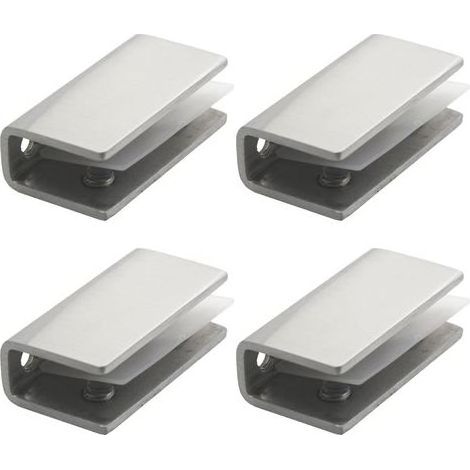 Stainless Steel Glass Clips, 4 Piece Glass Shelf Bracket, Glass Body Guard, Mirror Bracket, 8-12 mm, Wall Mirror Mount, for Handrail Window Stair Balustrade (1/4)