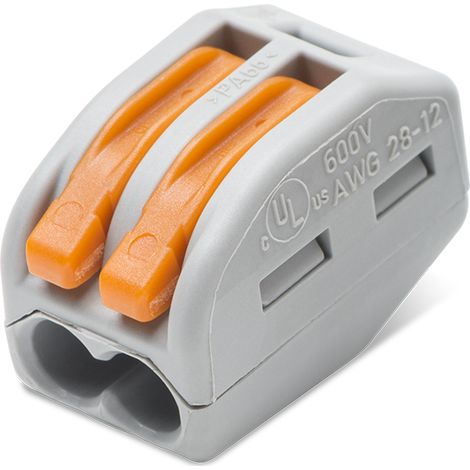 Wago – Borne de connexion automatique 2 entrées 50A – Raccordement sans outil pour fils souples et rigides – Pour section câble 0.08 à 4mm²