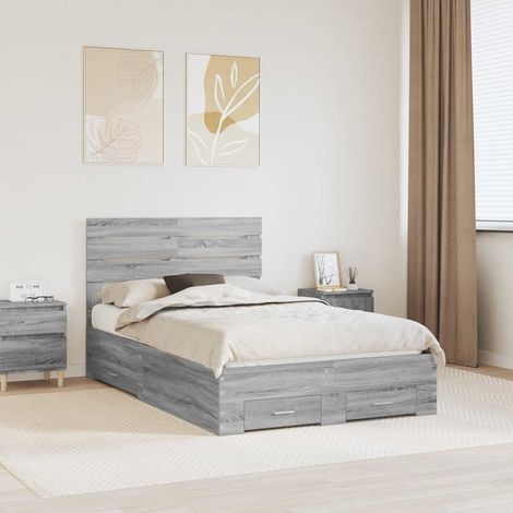 Estructura de cama con cabecera Gris  135 x 190 cm