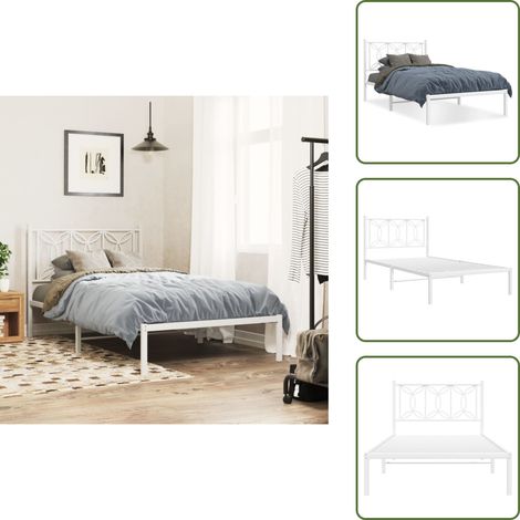 Letto per ospiti - vidaXL Giroletto con Testiera Metallo Bianco 107x203 cm - Letto con doghe in metallo