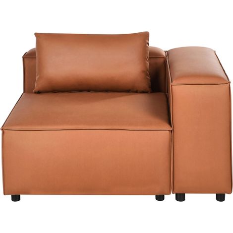 Siège d'Angle Moderne Minimaliste en Cuir PU Marron Doré Brande (1/5)
