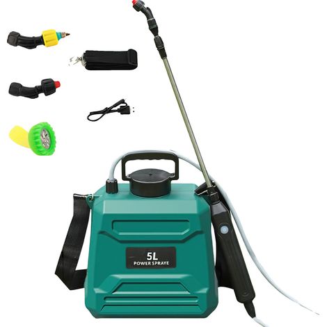 Pulverizador de jardín, capacidad de 5 litros, boquillas ajustables, color verde. (1/2)