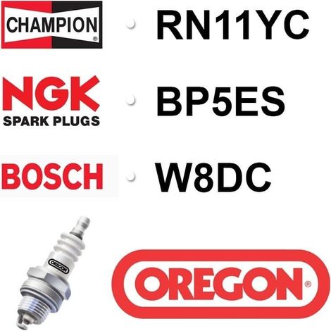 Buj铆a OREGON - CHAMPION RN11YC - NGK BP5ES - BPR5ES - BOSCH W8DC