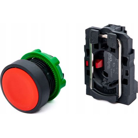 Pulsante con ritorno automatico, a scomparsa, NZ, rosso
