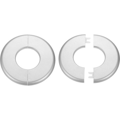 2 x Split Wall Pipe Covers 44mm / 1.7in/1.7 Inch Self-Adhesive Plumbing Plate ABS Plastic Round Neck Design for Water Pipe Bathroom Kitchen Decoration, Silver Tone (1/5)