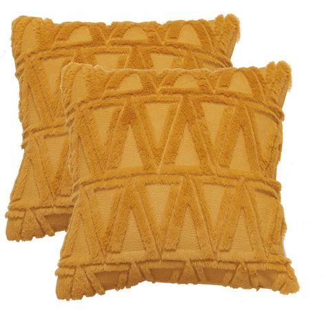 Housse D’oreiller - Tissu Peluche - Fermeture Eclair - 45 X 45 Cm - Pour Canapé Chambre Salon - 2 Pièces (1/5)
