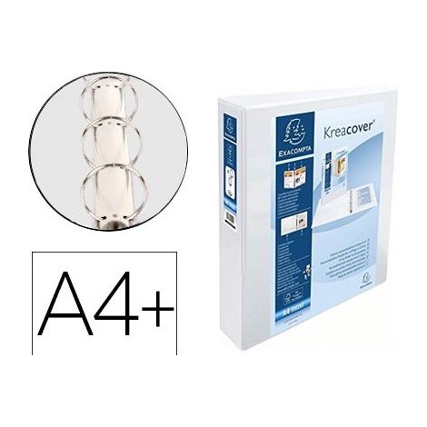 Carpeta exacompta canguro 4 anillas 50 mm din a4+ carton forrado polipropileno personalizable 3 bolsillos