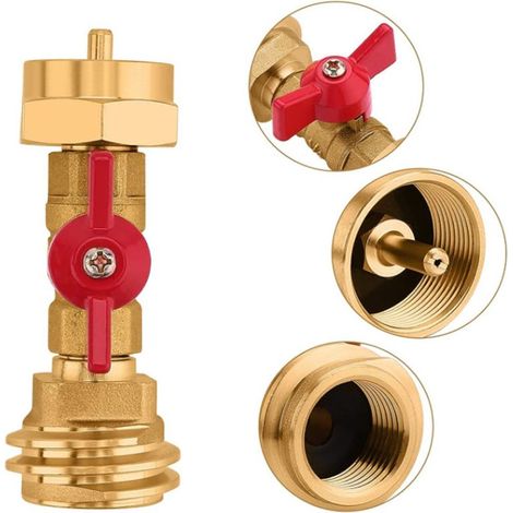 Adaptateur de réservoir de propane de 20 lb à 1 lb avec valve pour bouteilles jetables de 1 lb/16,4 oz (1/4)