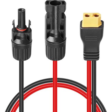Connecteur de Panneau Solaire vers Câble Adaptateur XT60, 12AWG Câble de Connexion pour Station d'alimentation Portable et Générateur Solaire - 94 CM (1/5)