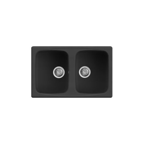 Lavello Elleci Incasso 2 vasche 79x50 Master 350 Granitek Nero Full Black LGM35040 (1/5)
