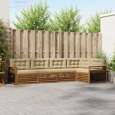 vidaXL Outdoor-Sofagarnitur mit Kissen 5 pcs Natur und Beige (1/5)