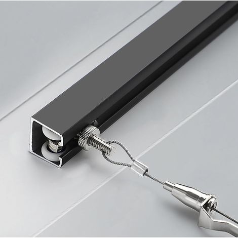 Cimaise pour Tableau Système de Suspension de Tableaux au Plafond, Cintres pour Cadres Photo avec Câble de 1 m, Ensemble de Cordons de Suspension pour Œuvres D'art(Black,32"/80cm Track) (1/5)