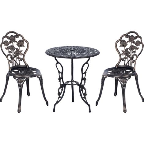 Gartenmöbel für 2 Personen Gartenset Sitzgruppe Balkonset Balkonmöbel Set Garnitur Tisch Stuhl Bronze