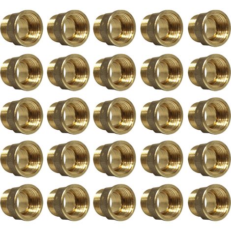 Lot de 25 Mamelons Laiton Egal Mâle/Femelle 1/2" (15/21) - Joint plat - Arcanaute (1/5)