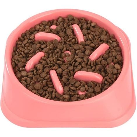 Gamelle anti-glouton avec base anti-avalement - Rose (1/4)