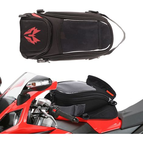 Accessoires moto, sacoche de réservoir, aimant à dégagement rapide, sacoche pour téléphone portable avec système de navigation, sacoche de moto, rouge. (1/5)