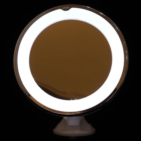 Miroir grossissant à LED avec Ventouse, Miroir cosmétique 7 Pouces en Plastique, pour Maquillage précis et Usage intérieur en Salle de Bain Plusieurs Styles (1/5)
