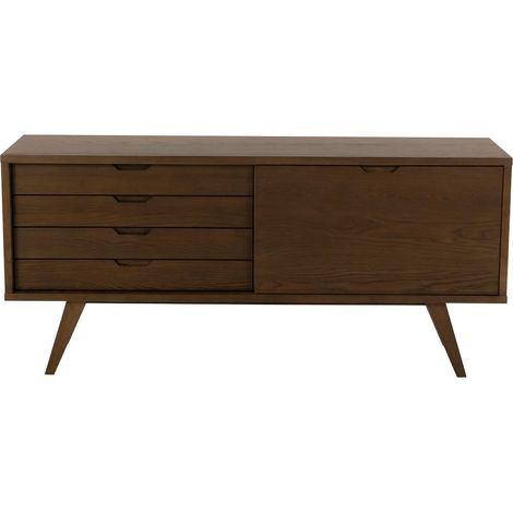 Buffet bas scandinave en chêne fumé 4 tiroirs 1 porte L160 - ALISIA