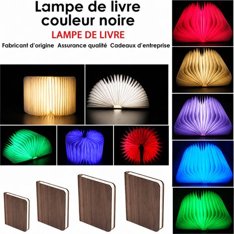 Lampe Livre LED Pliable couverture en noyer noir 5 couleurs grand modèle 19x14.5x2.5cm 25 × 5 × 25 cm 250 g – Livraison gratuite