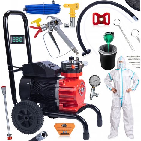 Agitatore per Verniciatura Rosfix Red Strong Storm 1100 RSS05 – 3500W, 22MPA, 18L/min Set con Pistola, Lancia, Manometro, Tuta (1/5)