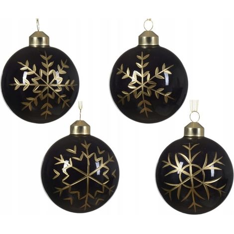 Adorno navideño de cristal negro brillante de 8 cm (1 unidad) (1/4)