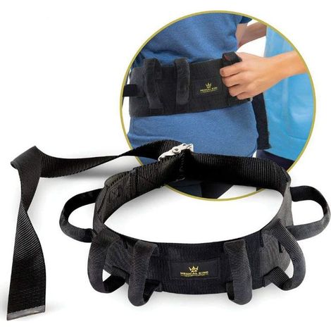 Ceinture lombaire respirante noire, maintien dorsal confortable pour patients et personnes à mobilité réduite, bande de soutien abdominale ajustable, taille unique, idéale fauteuil et lit. (1/4)