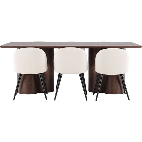Olivia Essgruppe Tisch 100x210cm und 6 Velours Stühle mocca.