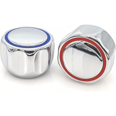 Schläfer 4503010Kit Manopole per Rubinetto 8x20 con Vitone Meccanico 1/2" (Ø20mm), Manopole Rubinetteria Caldo e Freddo per Lavandino Bagno e Cucina, Coppia Maniglie in Metallo, Finitura Cromata (1/5)